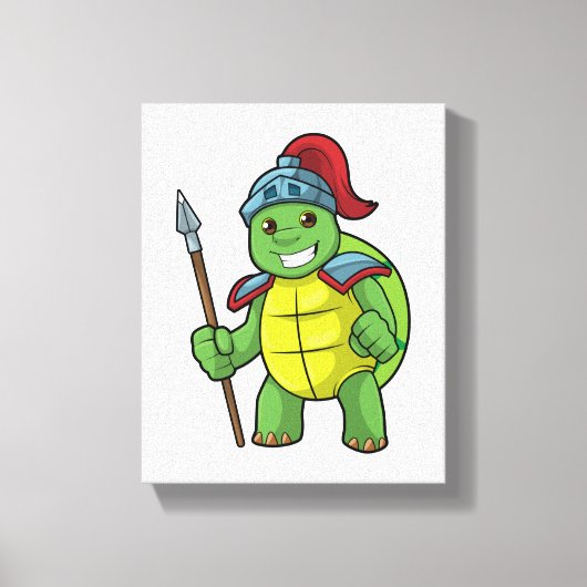 Schuif als Warrior met Spear & Helmet Canvas Afdruk (Voorkant)