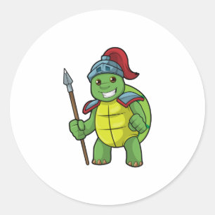 Schuif als Warrior met Spear & Helmet Ronde Sticker