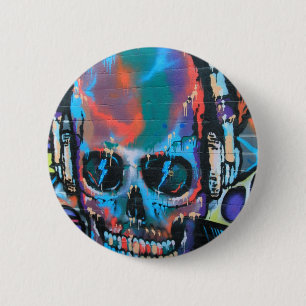 Schuif, blauwe muziek Graffiti street art, urban g Ronde Button 5,7 Cm
