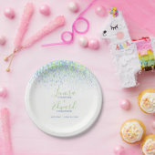 Schuif de cascade blue green art bruiloft papieren bordje (Feest)