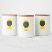 Schuif de paarse cartoon van de braam. voedselcontainer etiket (Flessen)