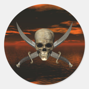 Schuif- en kruisswoorden met rode hemelachtergrond ronde sticker