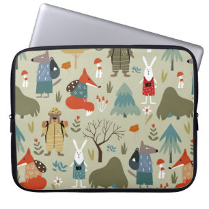 Schuif het  naadloze patroon met taiga-dieren. laptop sleeve
