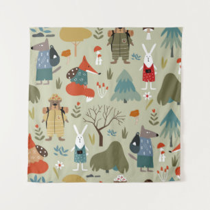 Schuif het  naadloze patroon met taiga-dieren.  wandkleed