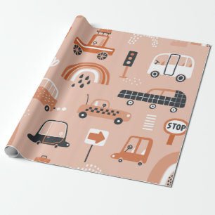 Schuif het patroon naadloos met de speelgoed auto' cadeaupapier