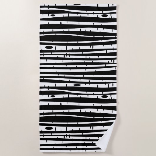 Schuif het zwarte witte boompatroon met het muisbl strandlaken (Voorkant)