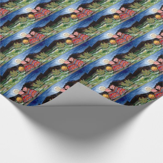Schuif in Blanket Romantic Night Moon Wrapping Pap Cadeaupapier (Hoek)
