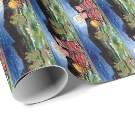 Schuif in Blanket Romantic Night Moon Wrapping Pap Cadeaupapier (Rol Hoek)