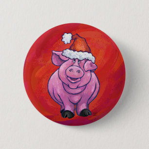 Schuif in Santa Hat op Red Ronde Button 5,7 Cm
