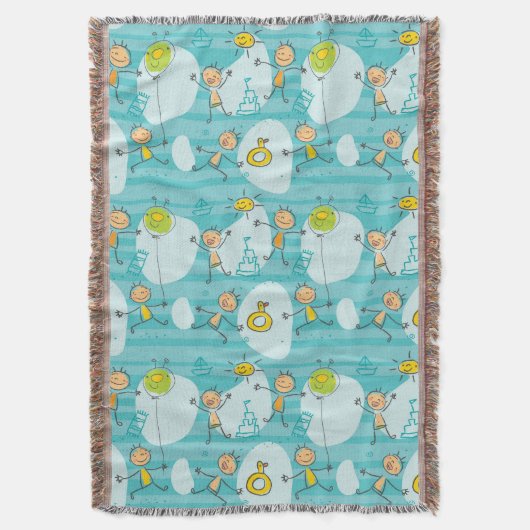 Schuif kinderen op het strandpatroon deken (Voorkant Verticaal)