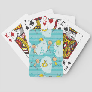 Schuif kinderen op het strandpatroon pokerkaarten