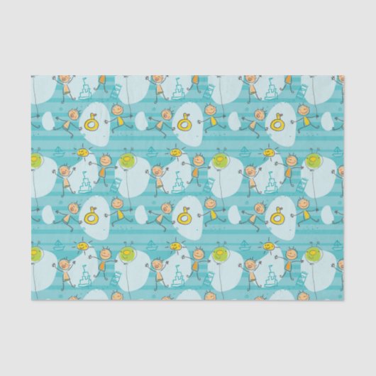 Schuif kinderen op het strandpatroon tissuepapier (Voorkant)