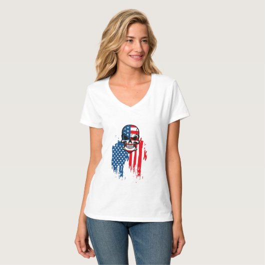 Schuif met Amerikaanse vlag T-shirt (Voorkant volledig)