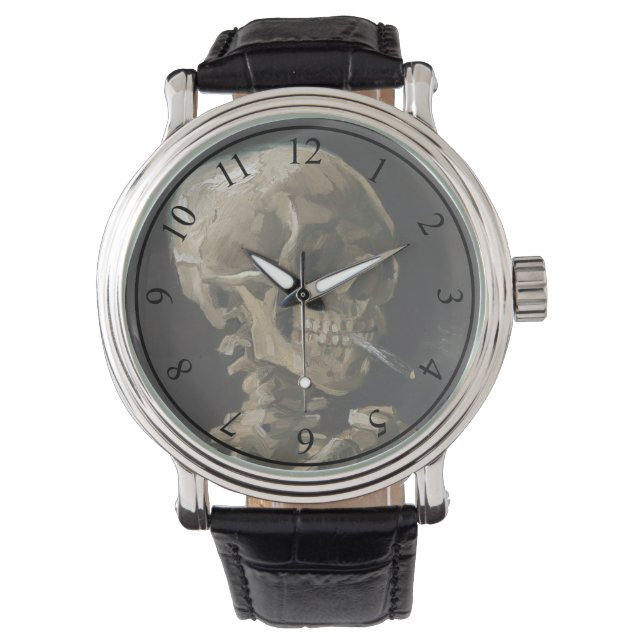 Schuif met Burning Cigarette Vincent van Gogh Art Horloge (Voorkant)