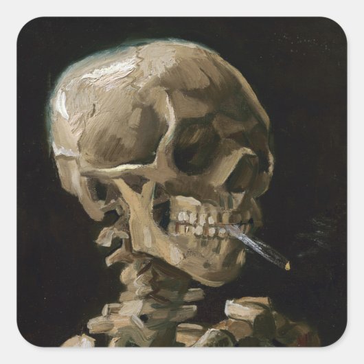 Schuif met Burning Cigarette Vincent van Gogh Art Vierkante Sticker (Voorkant)