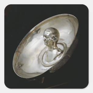 Schuif met de buste van een man binnen vierkante sticker