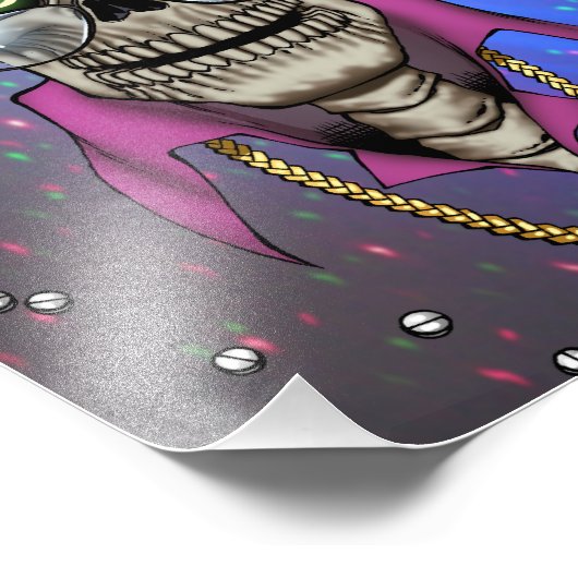 Schuif met Pet, bril, goudketting en Disco Foto Afdruk (Hoek)