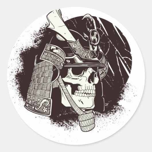 Schuif met Samurai Helmet Ronde Sticker (Voorkant)