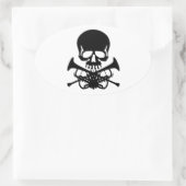 Schuif met Trumpets als Crossbones Ovale Sticker (Tas)