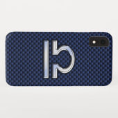 Schuif op blauwe koolstofvezel Case-Mate iPhone case (Achterkant (horizontaal))