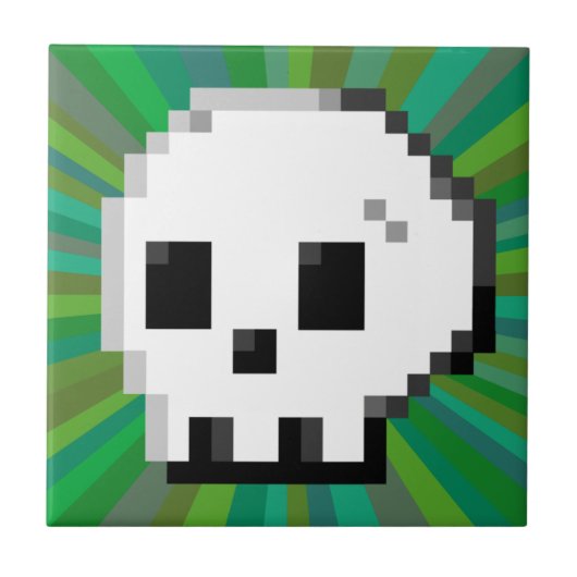 Schuif pixel kunst 8 bit psychedelic green tile tegeltje (Voorkant)