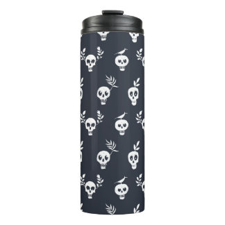 Schuif regelmatig puntpatroon met planten en bi thermosbeker