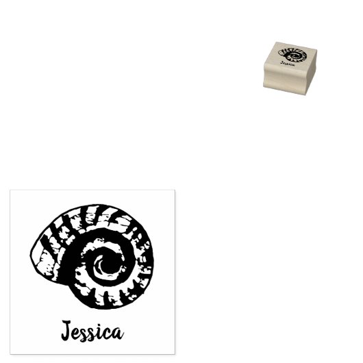 Schuif Shell Custom Name Wood Art Rubberstempel (Gestempeld)