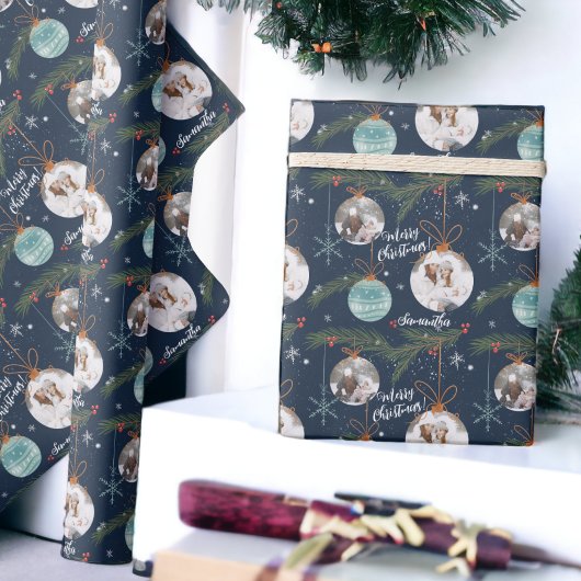 Schuif uw kerstfoto's met de naam 2 cadeaupapier