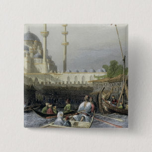 Schuif van Sultana Valide uit de haven, gegraveerd Vierkante Button 5,1 Cm