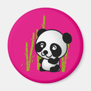 Schuif zwart-wit panda-beer in een bamboegroef. magneet
