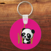Schuif zwart-wit panda-beer in een bamboegroef. sleutelhanger (Voorkant)