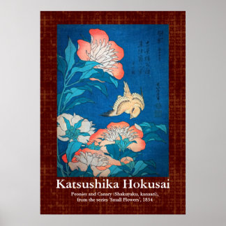 Schuifvormers en kanariën van Hokusai Poster