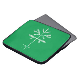 Schuim laptophoes met witte scheut op groen laptop sleeve