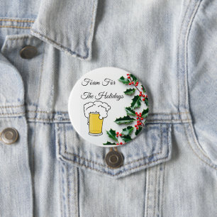 Schuim voor de Feestdagen, Grappig, bierglas Ronde Button 7,6 Cm