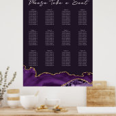Schuimbord voor Paarse Agate Wedding Seding Chart  Poster (Keuken)