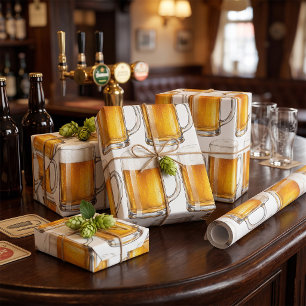 Schuimende Koude Bierpul Drinker Cadeaupapier
