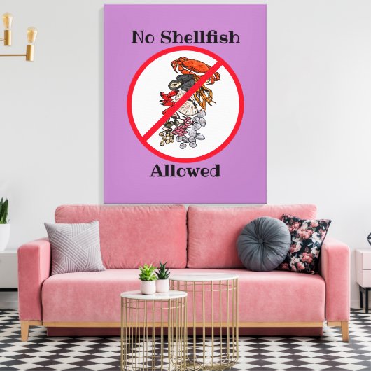 Schuimplaten 'No Shellfish' Canvas Afdruk (Insitu (Woonkamer))
