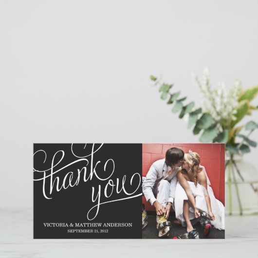 SCHUIN | BRUILOFT BEDANKT FOTOKAART (Staand voorkant)