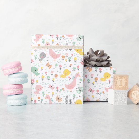 Schuin- en braadgans in pastelkleuren cadeaupapier (Baby Shower)