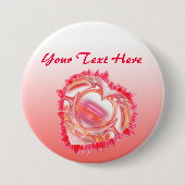 Schuin Kleurig Gescheurd Rand Hart Ronde Button 7,6 Cm (Voorkant)