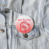 Schuin Kleurig Gescheurd Rand Hart Ronde Button 7,6 Cm (In situ)