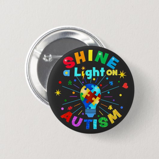 SCHUINE een Licht op AUTISM Ronde Button 5,7 Cm (Voorkant /achterkant)