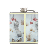 Schuine muis en rode bessen sneeuwen heupfles (Achterkant)