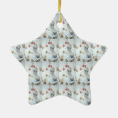 Schuine muis en rode bessen sneeuwen keramisch ornament (Achterkant)