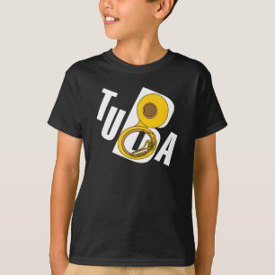schuine tuba tekst t-shirt