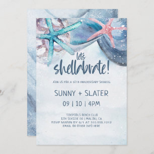 Schuine verpakking Beach Seashells Jubileum Kaart