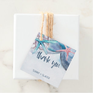 Schuine verpakking Beach Starfish Seashells Dank Bedankjes Labels