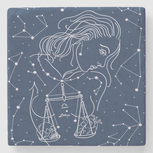 Schuine zodiale tekening stenen onderzetter (Voorkant)