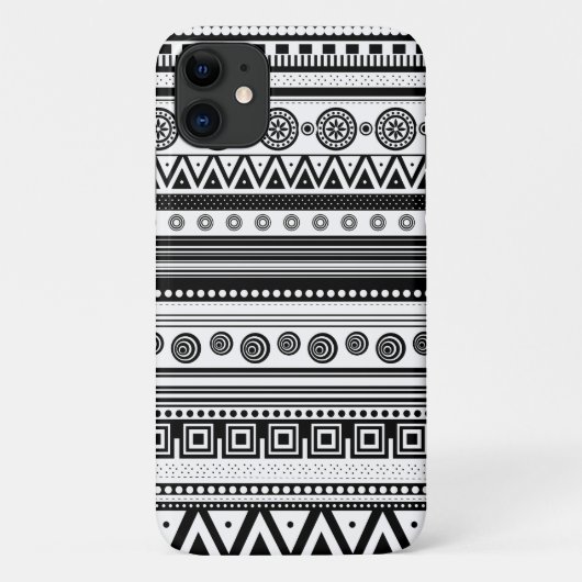 Schuine, zwarte decoratieve aztec textuur Case-Mate iPhone case (Achterkant)