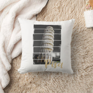 Schuivende toren van Pisa Italië retro souvenir Kussen